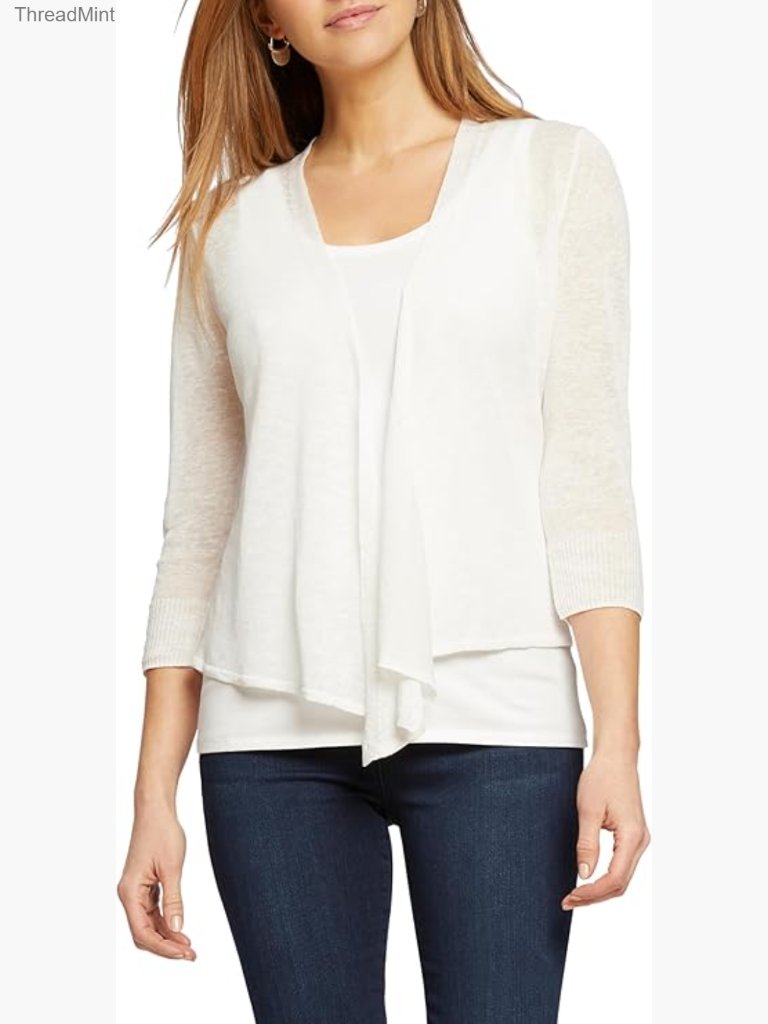 Women's Four-Way Cardigan - 3/4 Sleeve Open Front Knit